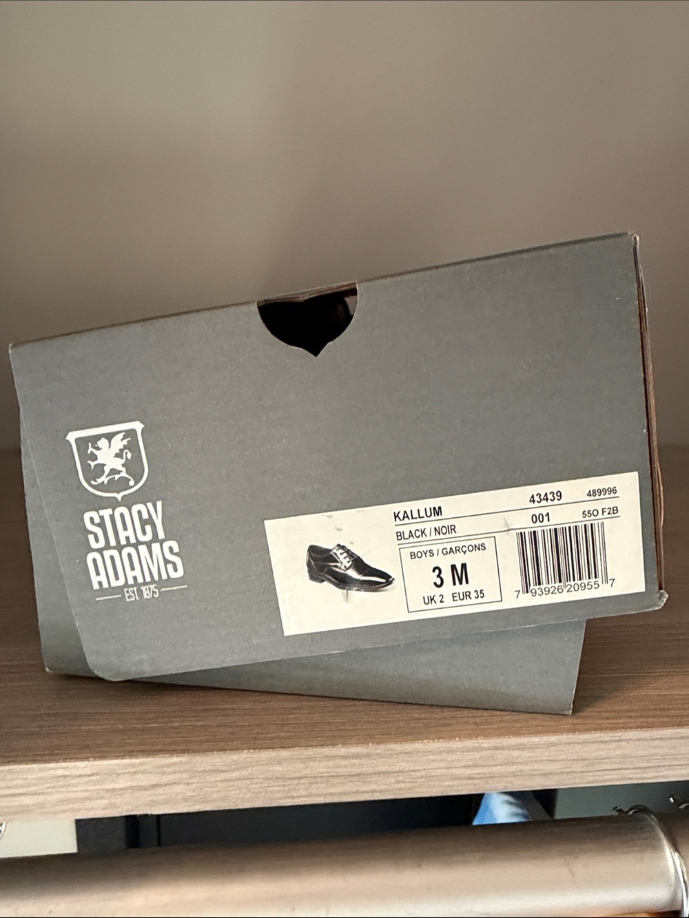 Stacy Adams Kallum Boys Dress Shoe Box — Gray